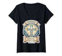 Womens Christian Hepatologist Hepatology is My Ministry Doctor God V-Neck T-Shirt