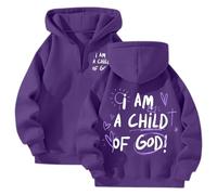Women's Christian I Am A Child of God Hoodies Comfort Casual Jesus Goth with Hood Tops Faith Fashion Zipper Sporty Loose Fit Outfits Y2K Vintage Religious I Love Jesus Plain Trendy Dark Purple