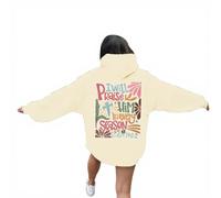 Womens Christian I Will Praise Him In Every Season Preppy Hoodies Plain Jesus 2025 Vintage Pullover Trust In The Lord Sweatshirts for Teens Hooded Graphic Casual Long Sleeve Trendy Yellow