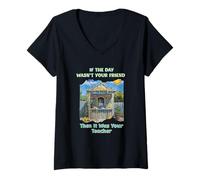Womens Christian If The Day Wasn't Your Friend, It was Your Teacher V-Neck T-Shirt