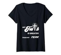 Womens Christian inspirational my faith is greater than fear quote V-Neck T-Shirt