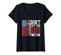 Womens Christian Inspirational Quote Don't Let The Hard Days Win V-Neck T-Shirt