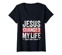 Women's Christian Jesus Changed My Life Ask Me How V-Neck T-Shirt