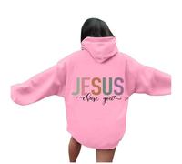 Women's Christian Jesus Chase You Hoodies Loose Fit with Hood Ladies Pullover Outfits Faith Trendy Casual Graphic Sweaters Comfort Gothic Religious God Country Cute Thin Backwoods Pink