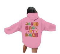 Womens Christian Jesus Has My Back Hoodies Loose Fit Hooded Thin Pullover Hoodies Trust In The Lord Fashion Graphic Outfits Workou Anime Faith God Backwoods Fall Funny Goth Cute 2025 Pink