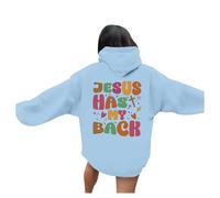 Womens Christian Jesus Has My Back Hoodies Loose Fit Hooded Thin Pullover Hoodies Trust In The Lord Fashion Graphic Outfits Workou Anime Faith God Backwoods Fall Funny Goth Cute 2025 Blue