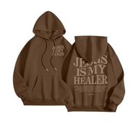 Womens Christian Jesus Is My Healer Trendy Hoodies Cute Graphic Summer Pullover Clothes Religious 2025 Beach with Hood Casual Outfits Preppy Faith Pray The Lord Hooded Y2K Coffee