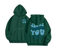 Womens Christian Jesus Loves You Oversized Hoodies Fall Trendy Letter Hooded Tops Religious Lightweight Workou Graphic Loose Fit Casual Clothes Backwoods God Jesus Saves with Hood Green