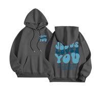 Womens Christian Jesus Loves You Oversized Hoodies Fall Trendy Letter Hooded Tops Religious Lightweight Workou Graphic Loose Fit Casual Clothes Backwoods God Jesus Saves with Hood Dark Gray