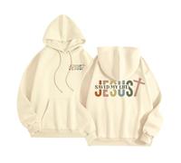 Womens Christian Jesus Saved My Life Hoodies Graphic with Hood Fall Western Pullover God Sweatshirts for Teens Casual Trendy Loose Fit Pullover Hoodies Religious Faith Tops Beige