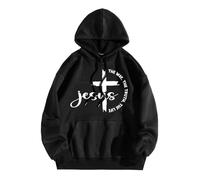 Women's Christian Jesus The Way The Truth and The Life Funny Hoodies 2025 Graphic Casual Hooded Tops Religious Thin Workou Letter with Hood Sweaters Trendy God I Love Jesus Pullover Black