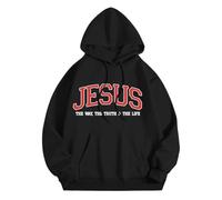 Womens Christian Jesus The Way The Truth and The Life Hoodies Aesthetic Summer Beach Y2K Backwoods with Hood I Love Jesus Sweatshirts for Teens Graphic Casual Soft Clothes Religious Black