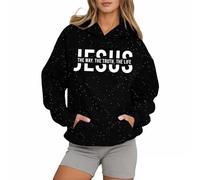 Women's Christian Jesus The Way The Truth and The Life Hoodies Fall with Hood Backwoods Pullover Outfits Religious Fashion Casual Letter Graphic Sweaters 2025 Funny God I Love Jesus Black