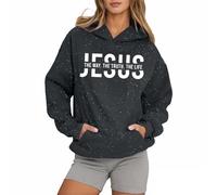 Womens Christian Jesus The Way The Truth and The Life University Hoodies 2025 Graphic with Hood Pullover Sweaters Trust In The Lord Goth Cute Casual Letter Pullover Hoodies Cartoon Grey