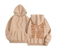 Women's Christian Let Me Tell You About My Jesus Hoodies with Designs Comfort Casual Graphic with Hood Clothes Religious Cool 2025 Crewneck Long Sleeve Trendy Outfits Ladies God Fall Khaki