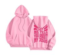 Women's Christian Let Me Tell You About My Jesus Hoodies with Designs Comfort Casual Graphic with Hood Clothes Religious Cool 2025 Crewneck Long Sleeve Trendy Outfits Ladies God Fall Pink