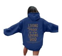 Women's Christian Living Proof of A Loving God Matching Best Friend Hoodies Comfort with Hood Jesus Casual Pullover Hoodies Faith Fall Graphic Summer Beach Tops Plain Hooded Dark Blue