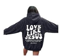 Womens Christian Love Like Jesus Backwoods Hoodies Casual Letter Y2K Gothic Pullover I Love Jesus Sweaters for Teens with Hood Graphic Funny Outfits Pray The Lord God Tops 2025 Plain Grey