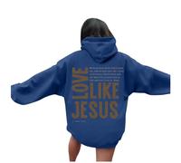 Womens Christian Love Like Jesus Beach Hoodies Fall Graphic with Hood Pullover Outfits Trust In The Lord Anime 2025 Letter Sweaters Western Pray The Lord Jesus Saves Hooded Loose Fit Blue