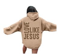 Womens Christian Love Like Jesus Beach Hoodies Fall Graphic with Hood Pullover Outfits Trust In The Lord Anime 2025 Letter Sweaters Western Pray The Lord Jesus Saves Hooded Loose Fit Khaki