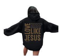 Womens Christian Love Like Jesus Beach Hoodies Fall Graphic with Hood Pullover Outfits Trust In The Lord Anime 2025 Letter Sweaters Western Pray The Lord Jesus Saves Hooded Loose Fit Black
