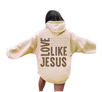 Womens Christian Love Like Jesus Beach Hoodies Fall Graphic with Hood Pullover Outfits Trust In The Lord Anime 2025 Letter Sweaters Western Pray The Lord Jesus Saves Hooded Loose Fit Beige