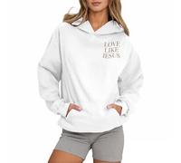Women's Christian Love Like Jesus Hoodies 2025 Letter with Hood Pullover Clothes Pray The Lord Goth Trendy Casual Graphic Pullover Hoodies Personalized Faith Jesus Saves Hooded Fall White
