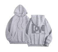 Womens Christian Love Like Jesus Hoodies Comfort Casual Trendy Pullover Sweaters Religious Fashion Graphic Hooded Long Sleeve Crew Neck Clothes Fall Gothic God Faith Workou Grey