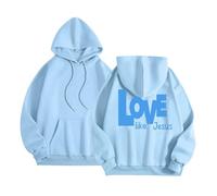 Womens Christian Love Like Jesus Hoodies Comfort Casual Trendy Pullover Sweaters Religious Fashion Graphic Hooded Long Sleeve Crew Neck Clothes Fall Gothic God Faith Workou Blue