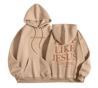 Womens Christian Love Like Jesus Hoodies Fashion Graphic Aesthetic Hooded Clothes God Trendy Letter with Hood Pullover Hoodies Y2K Vintage I Love Jesus Pray The Lord Essential Cute Khaki