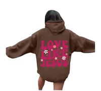 Womens Christian Love Like Jesus Hoodies Loose Fit Letter Lightweight Pullover Sweaters Jesus Saves Fall Casual Graphic Oversized Hooded Sweatshirts Trendy Backwoods Pray The Lord Coffee