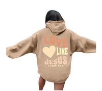 Womens Christian Love Like Jesus Hoodies Pullover Fashion Hooded Letter with Hood Outfits Religious Anime 2025 Graphic Pullover Hoodies Ladies God Faith Cute Cool Trendy Y2K Khaki