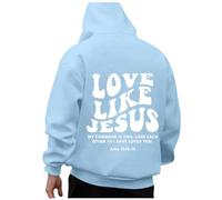 Women's Christian Love Like Jesus Hoodies Trendy with Hood Ladies Pullover Sweaters God Fashion Letter Graphic Clothes Loose Fit Anime Trust In The Lord I Love Jesus Plain Comfort Light Blue