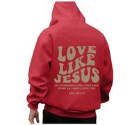 Women's Christian Love Like Jesus Hoodies Trendy with Hood Ladies Pullover Sweaters God Fashion Letter Graphic Clothes Loose Fit Anime Trust In The Lord I Love Jesus Plain Comfort Red