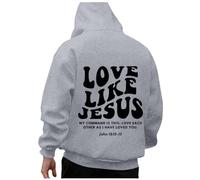 Women's Christian Love Like Jesus Hoodies Trendy with Hood Ladies Pullover Sweaters God Fashion Letter Graphic Clothes Loose Fit Anime Trust In The Lord I Love Jesus Plain Comfort Grey