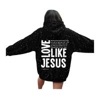 Womens Christian Love Like Jesus Hoodies Workou Casual Graphic with Hood Clothes Faith Fall Hooded Letter Tops Fashion Funny God I Love Jesus Loose Fit Ladies Essential Trendy Black