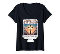 Womens Christian Marketer Marketing is My Ministry Manager Jesus V-Neck T-Shirt