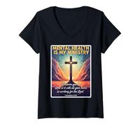 Womens Christian Mental Health is My Ministry Professional Jesus V-Neck T-Shirt