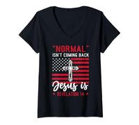 Womens Christian Normal Isn't Coming Back Jesus V-Neck T-Shirt