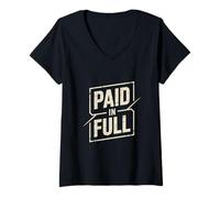 Womens Christian Paid in Full Cross Redemption Message V-Neck T-Shirt