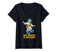 Womens Christian Parody His Grace is Enough Retro Womens Faith V-Neck T-Shirt