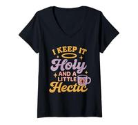 Womens Christian Petty Prayed Up Faith Humor Sass God Knows Me V-Neck T-Shirt