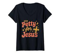Womens Christian Petty Prayed Up Faith Humor Sass God Knows Me V-Neck T-Shirt