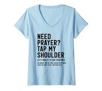 Women's Christian Prayer Support Tap My Shoulder Matthew 18:20 V-Neck T-Shirt