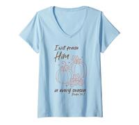 Womens Christian Pumpkin Praise Him in Every Season Psalm 34:1 Tee V-Neck T-Shirt