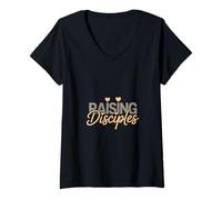 Womens Christian Raising Disciples Family Faith Parenting V-Neck T-Shirt