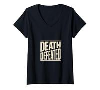 Womens Christian Resurrection Hope Death Defeated Message V-Neck T-Shirt