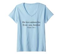 Womens Christian Shirts His Love Endures for Ever Yes Forever Jesus V-Neck T-Shirt