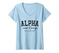Womens Christian Shirts Women Men Alpha and Omega King Jesus God V-Neck T-Shirt