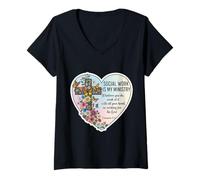 Womens Christian Social Worker Work is My Ministry Bible Floral V-Neck T-Shirt